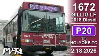 Bus Ride | Pioneer Valley Transit Authority • 2018 Gillig Low Floor #1672 • P20 Holyoke TC