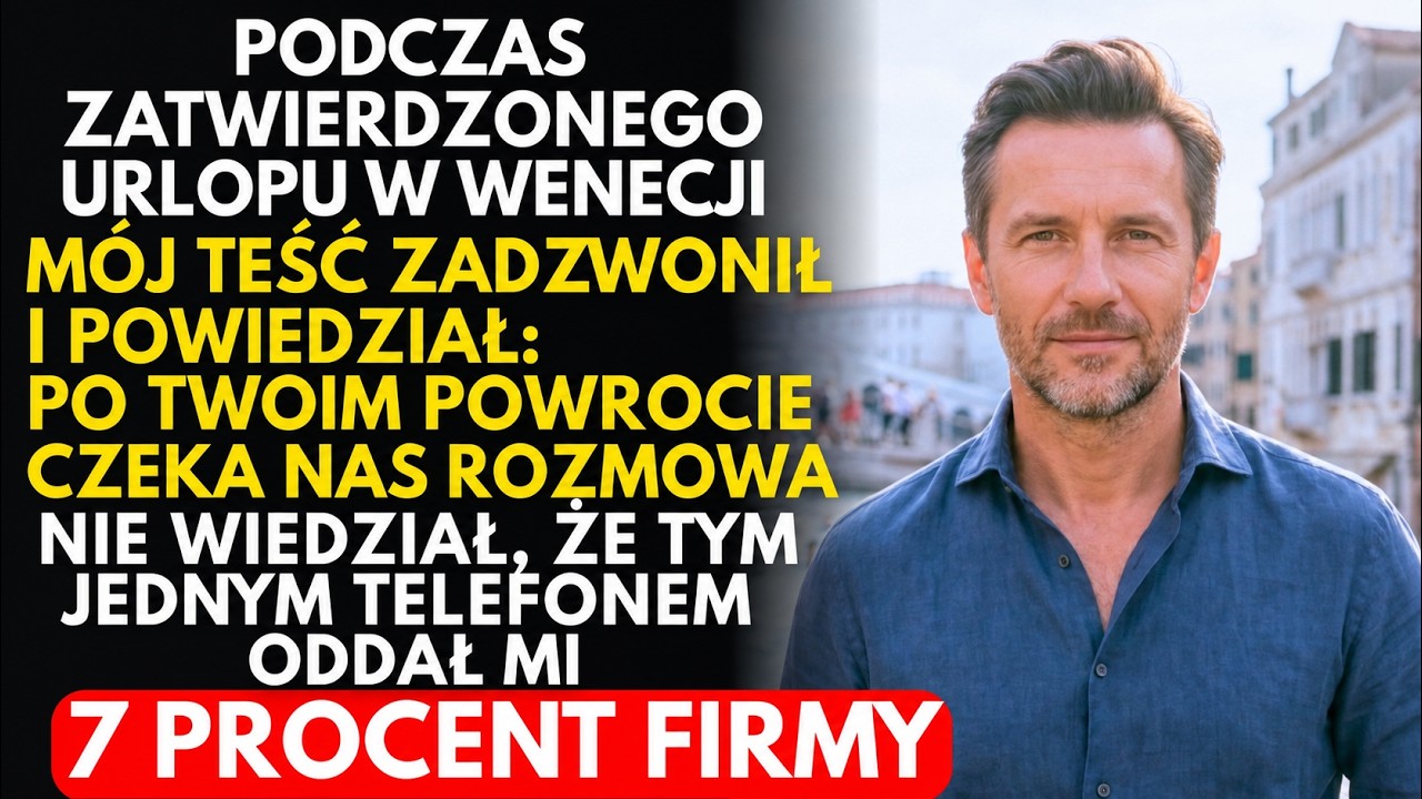 Ósmego dnia urlopu w Wenecji mój telefon zawibrował na balkonie i zanim go odebrałem, wiedziałem, kto dzwoni. Od dwóch lat czekałem na ten telefon, planując każdy ruch, ale kiedy usłyszałem ten...