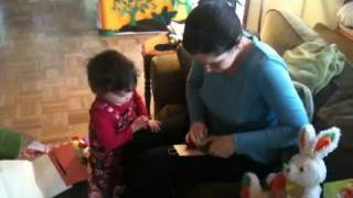 Kaia Opens Grandma and Grandpa's Easter Gift