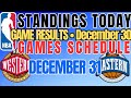 NBA STANDINGS TODAY as of December 30, 2025 | NBA SCHEDULE December 31, 2025 #nba #games #schedule