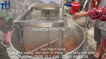 Nồi nấu gia nhiệt cánh khuấy gắn Tiplon vét sát thành, đáy nấu đặc sệt không bén.Bồn khuấy gia nhiệt
