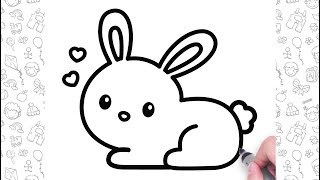 Very Easy Rabbit Drawing Step By Step Cute Animals Drawing For Kids