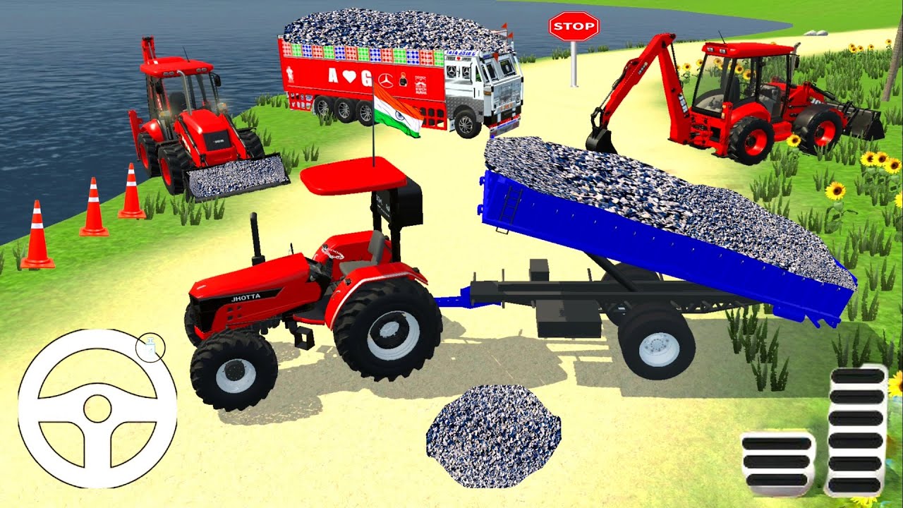 Drive Heavy Tractor and Loading Stones in Game 🔥 