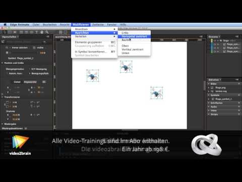 Edge Animate CC Neuerungen Tutorial: Objekte ausrichten und Bühne zentrieren |video2brain.com