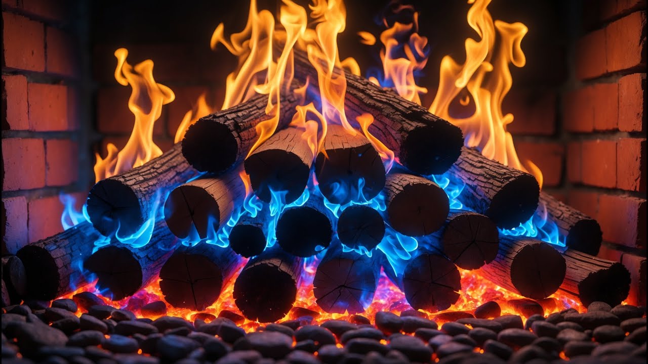 Mesmerizing Fireplace Scene | Crackling Wood & Vibrant Flames for Calm