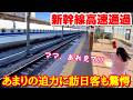 「何あれ!?」突然高速で通過する列車に訪日客も驚愕!!