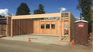 This is a video (second in the series) detailing the steps taken during the foundation pour and structural build phases of a garage/