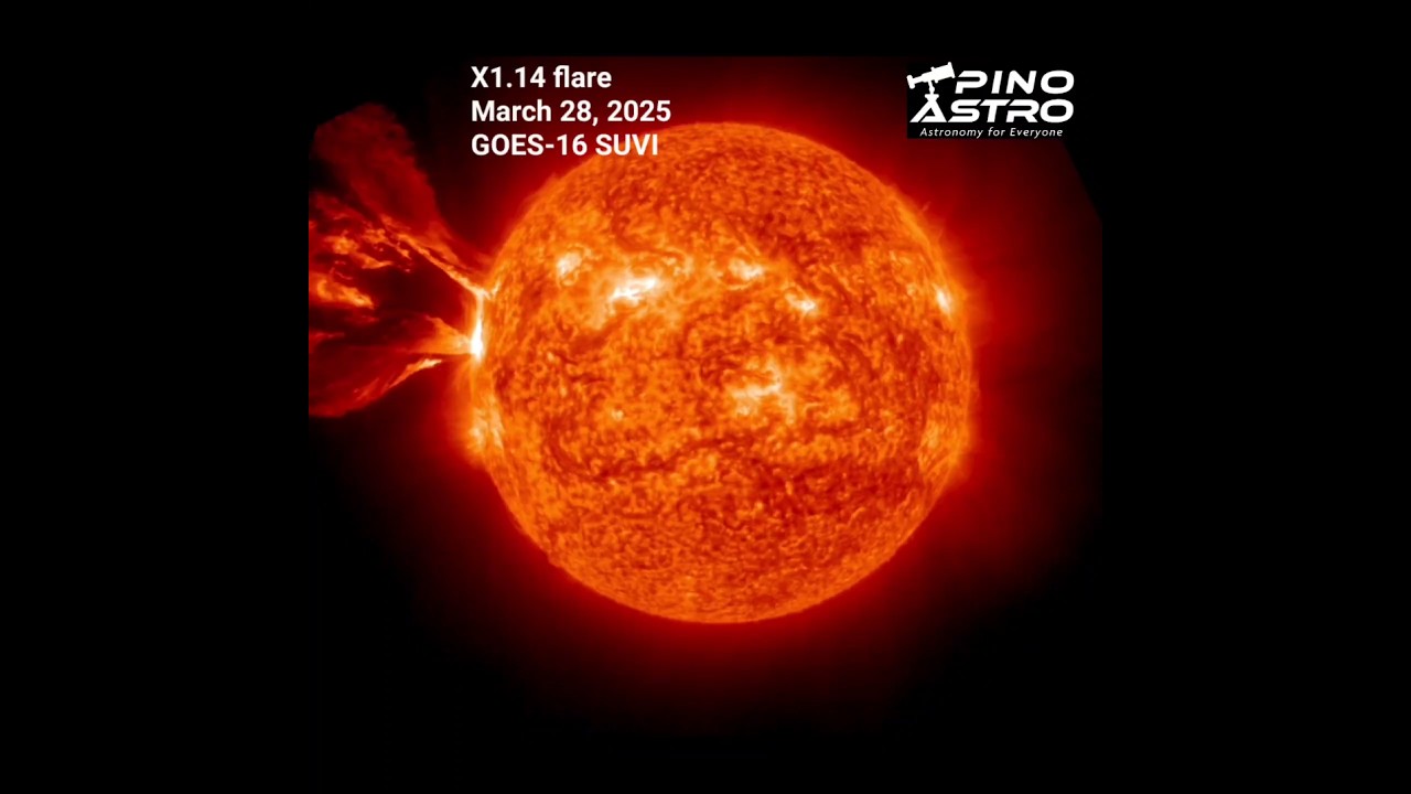 Slo-Mo, Massive X-flare! GOES-16 SUVI capture on March 28, 2025 