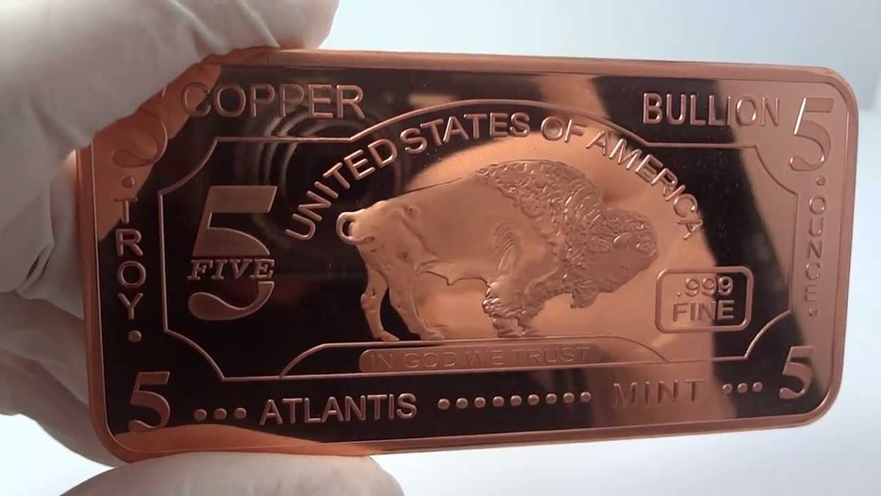 5 oz copper buffalo bullion bar .999 fine/pure YouTube