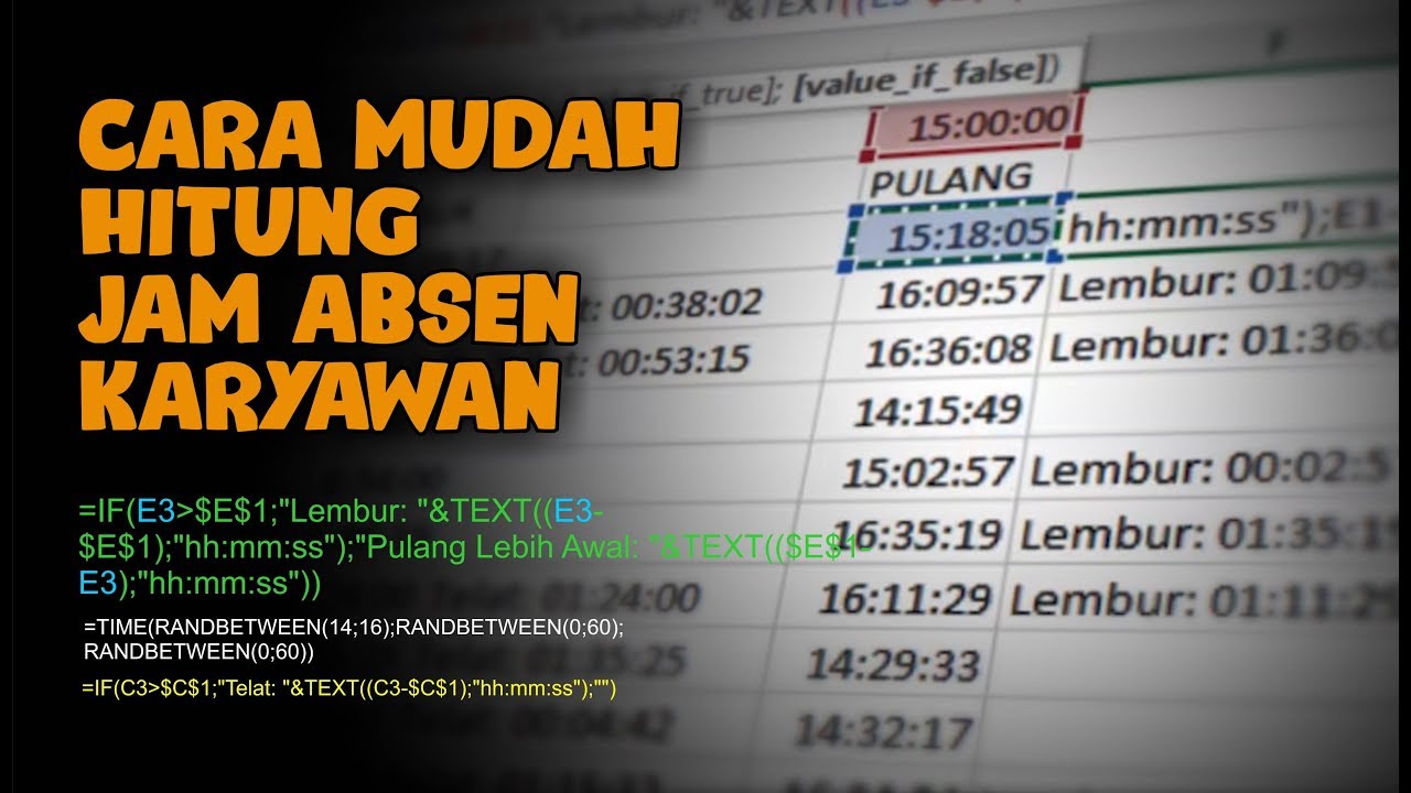 Cara Menghitung Jam Absensi Karyawan Berbasis Excel Youtube