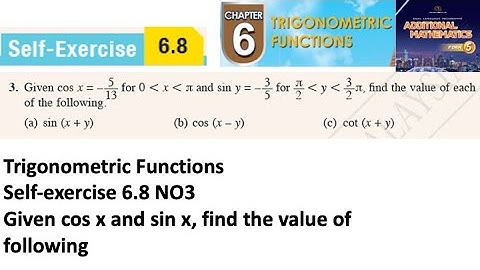 Trigonometric Functions self-exercise 6.8 Q3 latihan kendiri 6.8 form 5 add maths kssm spm textbook