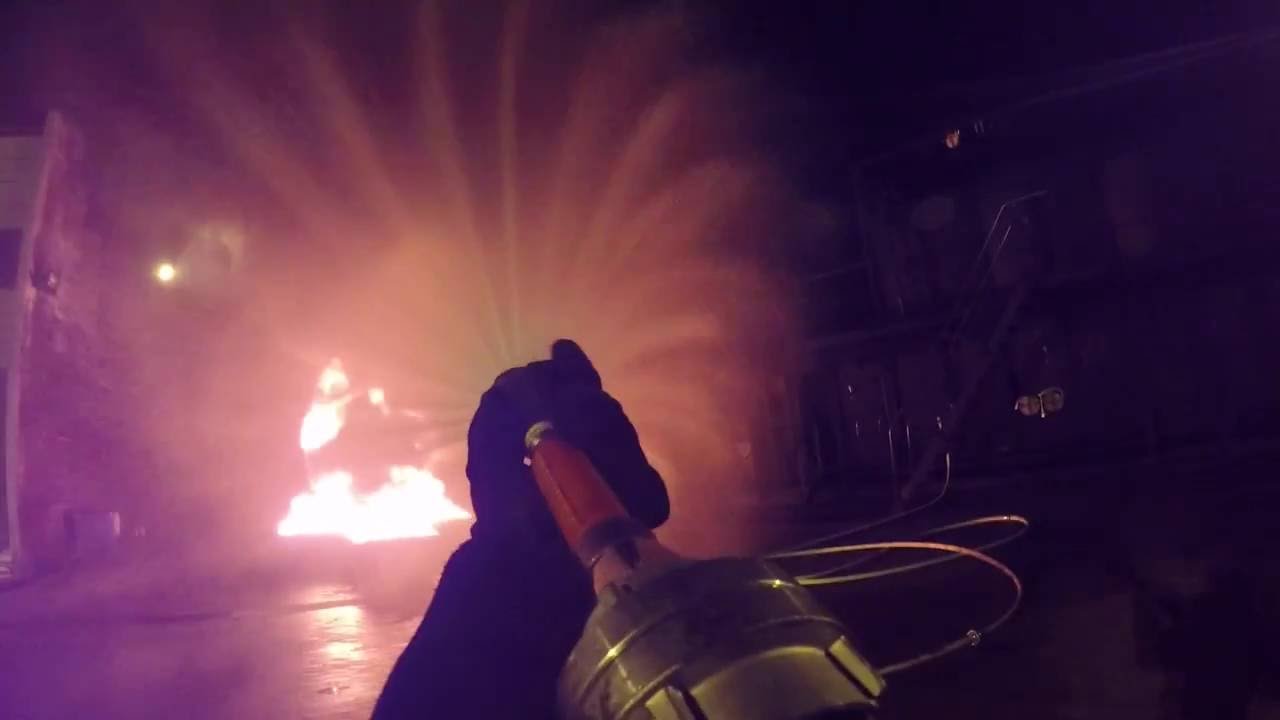 FEMALE firefighter POV diesel fire - YouTube