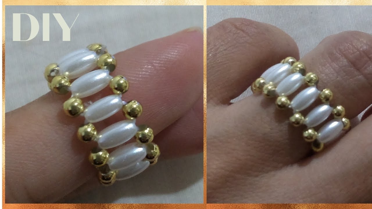 Anel de pérola super fácil | beaded ring tutorial
