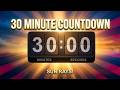 30-Minute Countdown Timer | Flip Clock with Vibrant Sun Rays Background 🌞⏱️