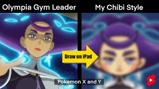 1 minute How to draw Pokemon Gym Leader Olympia | anime chibi tutorial #shorts screenshot 3
