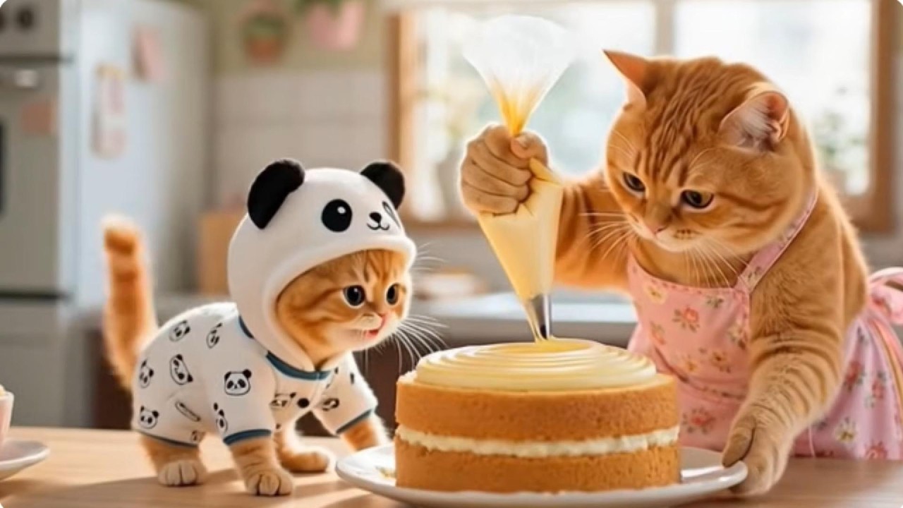 Ginger and His Best Friend Help Mama Cat Sell Delicious Mango Foods | Funny Cat story