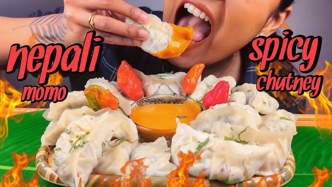 COOKING & EATING AUTHENTIC NEPALI MOMO WITH SPICY MOMO CHUTNEY & BHOOTJOLOKIA EATING MOMO CHALLENGE 