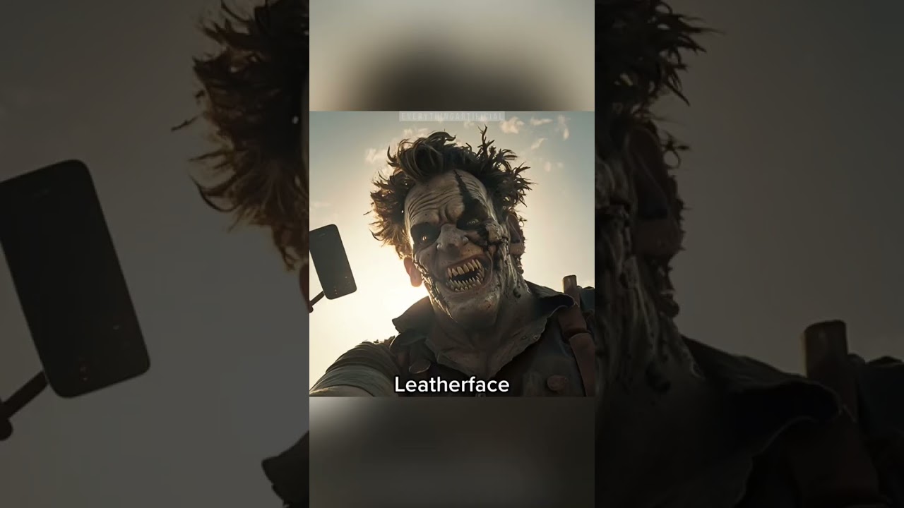 Horror movie characters taking a selfie 