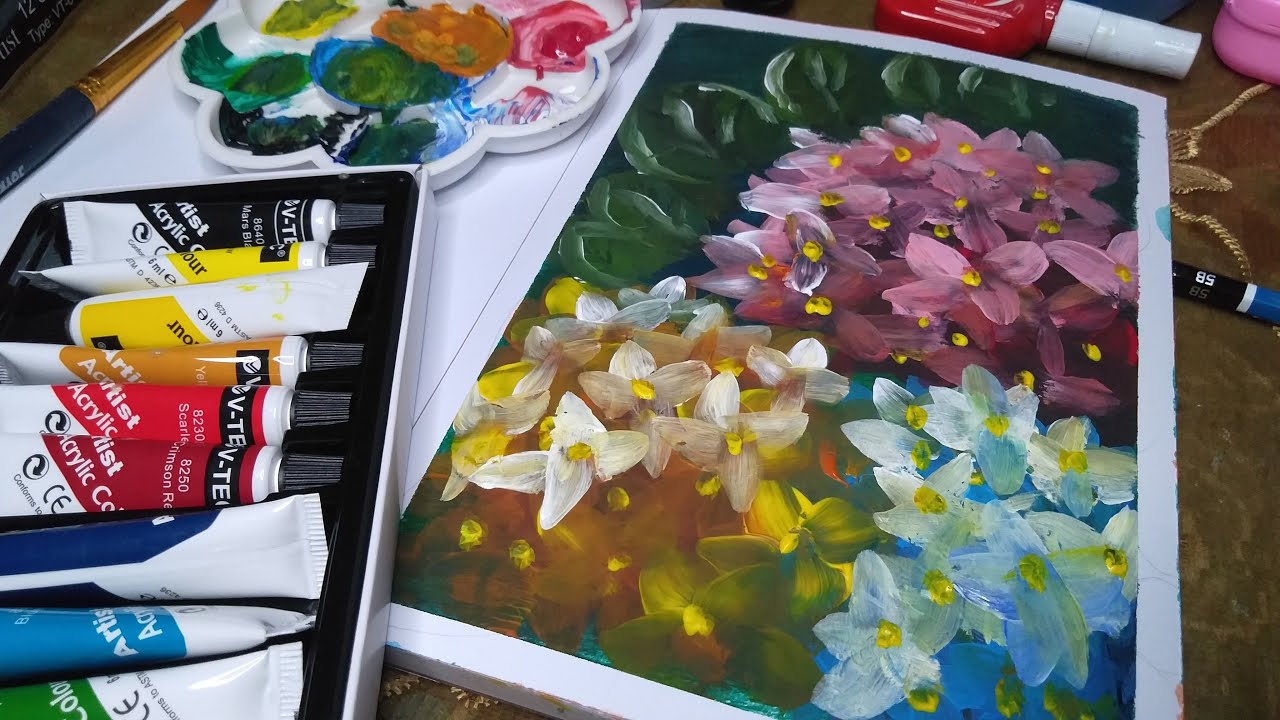 Acrylic Painting For Beginners || How to paint easy flowers # ...