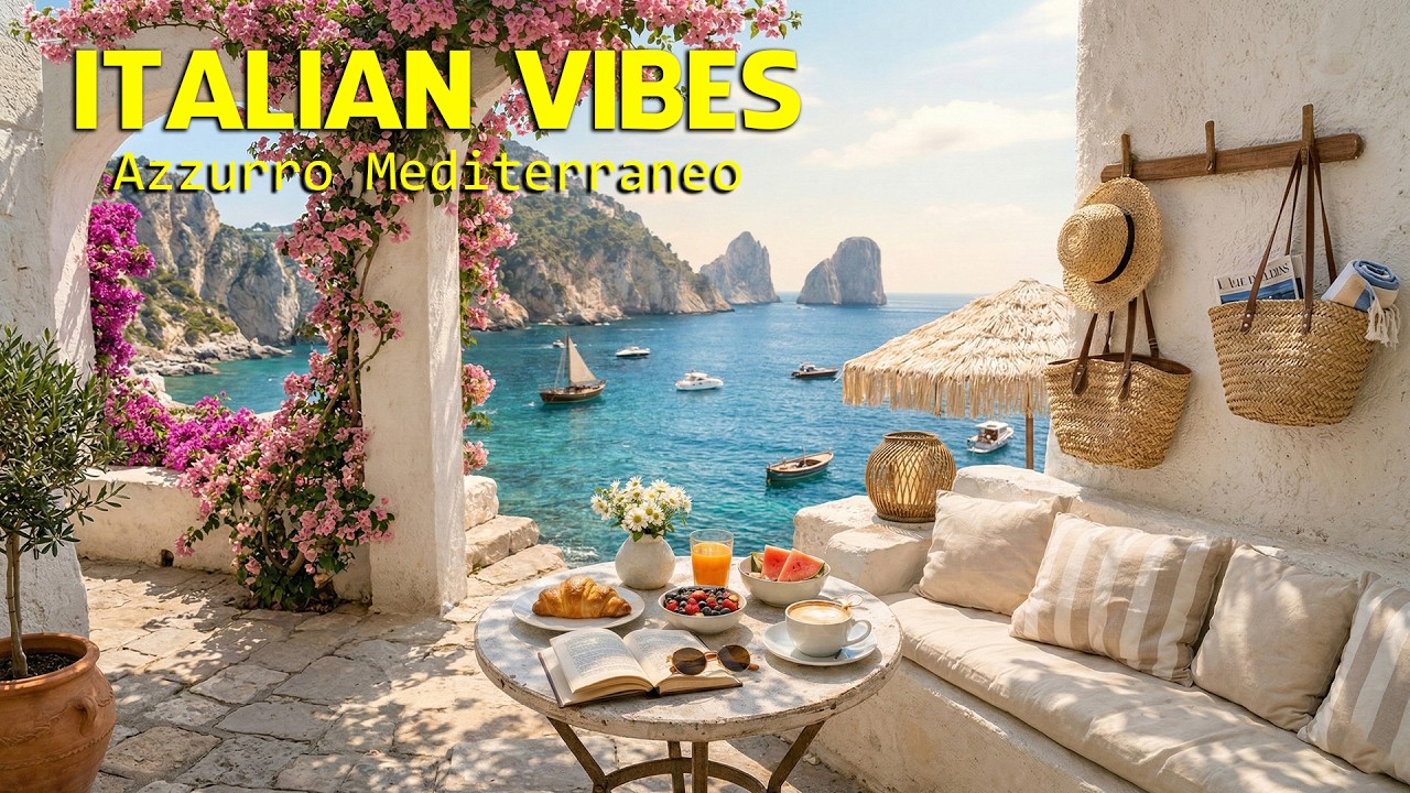 🎶 Italian Vibes & Mediterranean Music 🎶 1+ Hours Scenic Amalfi Coast & Lake Como Dreamy 4K