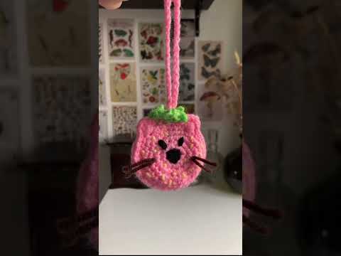 crochet strawberry cat keychains🍓#shorts #shortsclip #crochet #strawberry #cats #cute #fyp #fypシ (video tutorial)