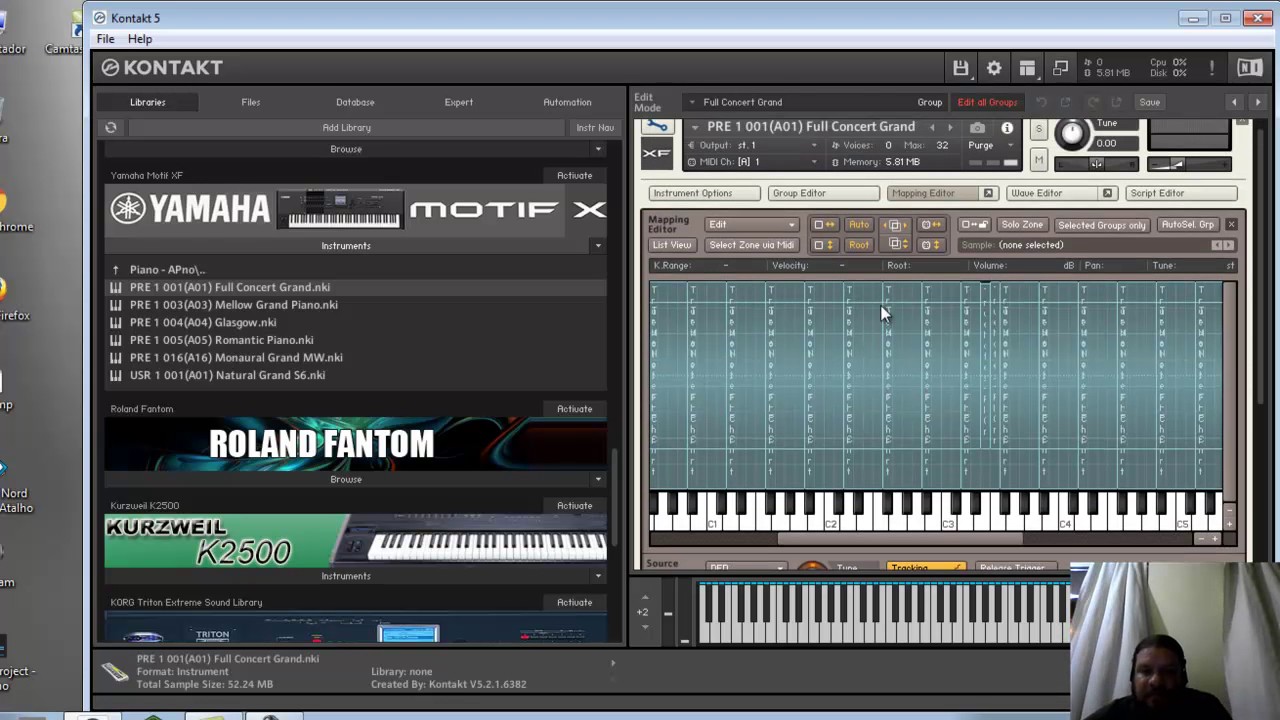 Kontakt 5 Nota E3 agarrando no Pedal Sustain Mapping Editor Velocity YouTube