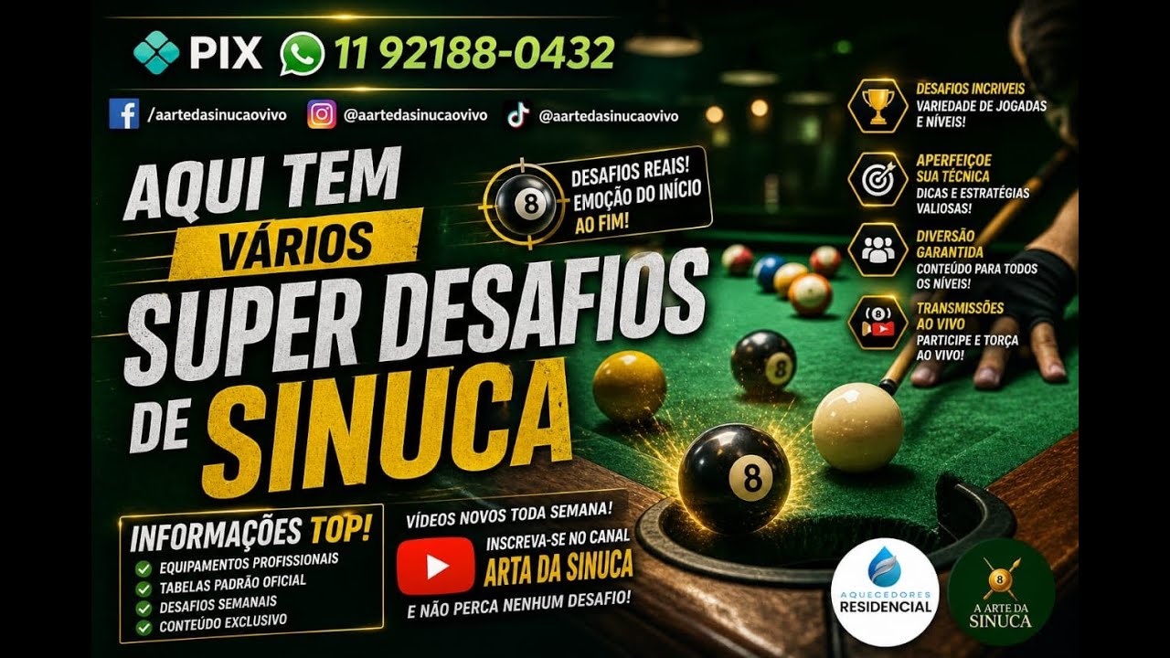 Image of video the SINUCA AO VIVO 🔥 LUVINHA vs HU100 1K QUEM FAZ 6 NOS PAUS #sinucaaovivo #sinuca #live 🎱 2