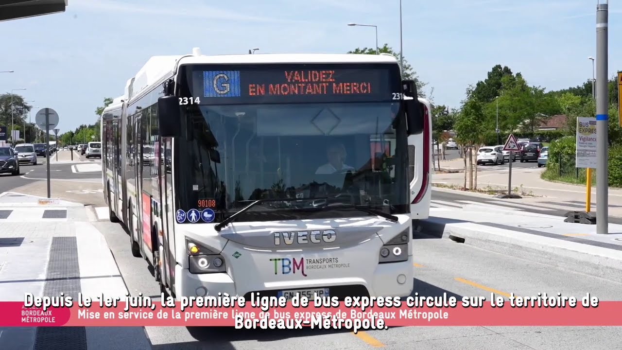 C'est parti pour le Bus Express à Bordeaux Métropole - Embarquement pour la ligne G St Aubin - Meca