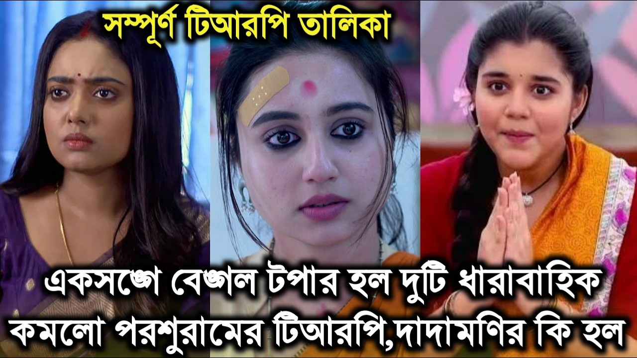 এসপ্তাহের টিআরপিতে আবারও টপার দুটি ধারাবাহিক, কমলো পরশুরামের টিআরপি।দাদামণির কি হলো।This week trp
