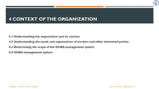 ISO 45001 Context of the organization