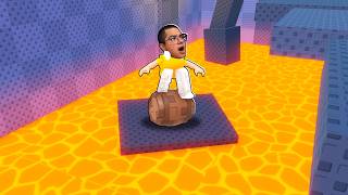 TENTE PASSAR DOS OBSTÁCULOS DE LAVA ANDANDO EM CIMA DE UM BARRIL DE MADEIRA! (ROBLOX)