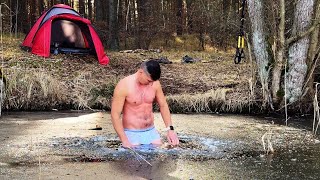Winter SOLO Camping , Training  and Ice Bathing ASMR