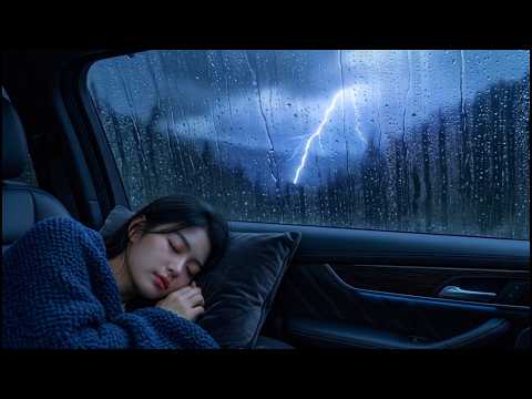 Rain Sounds on Car Roof & Thunderstorm | Fall Asleep in 5 Minutes & Ease Insomnia Every Night
