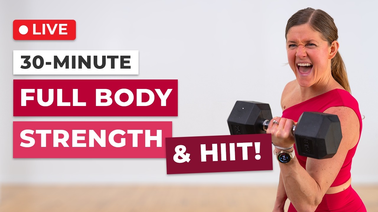 Live 30-Minute Full Body Strength with HIIT Finisher - YouTube