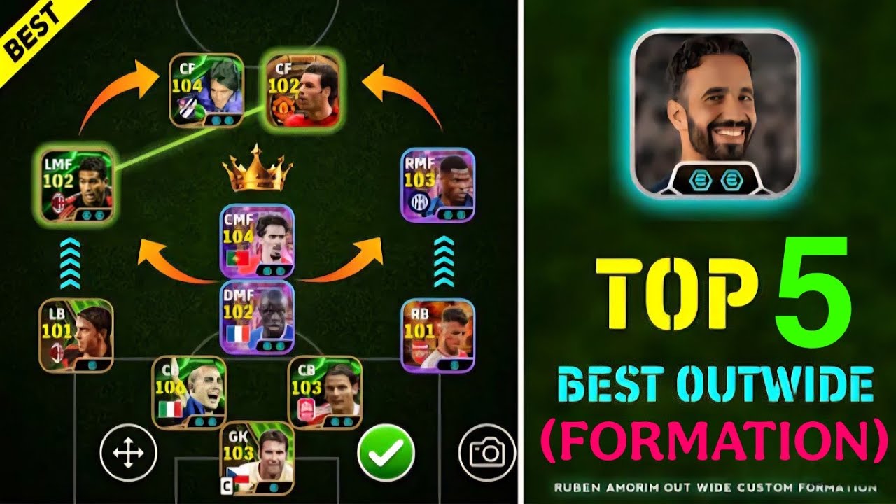 Out Wide R Formation Best 5 Out Wide Formations in eFootball 2026 🔥 Ruben Amorim Link Up ...