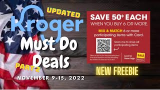 *NEW FREEBIE* Kroger Updated *MUST DO* Deals PART 2 | 11/9-11/15 | Mega Sale & MORE