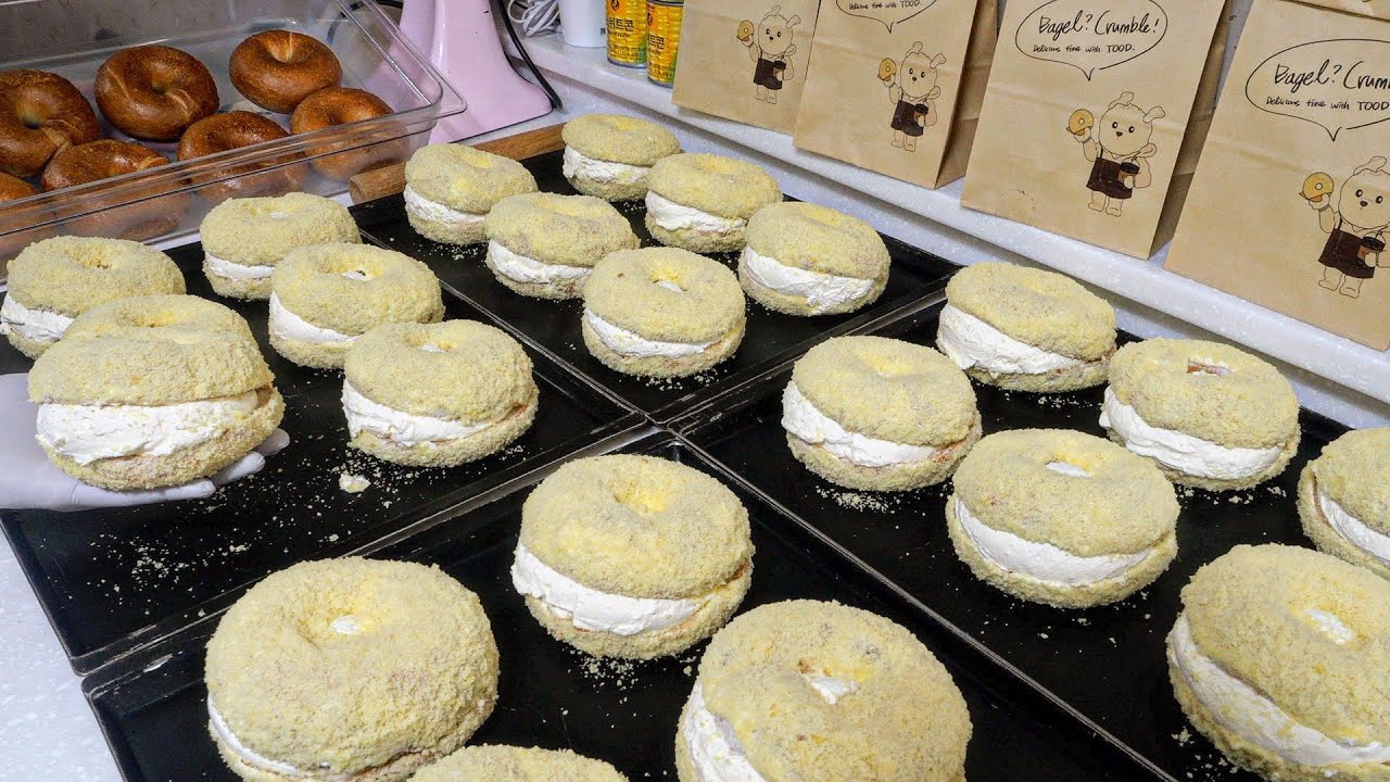 30살에 건물주?! 베이글에 진심인 사장님이 만든 대전 대형 베이커리 카페 / How to make cream bomb bagle - Korean food