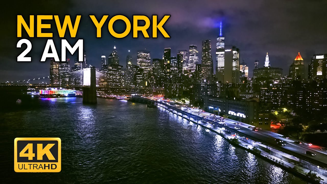 Relaxing New York Sounds of Manhattan at Night - Calming Cityscape of NYC 4K