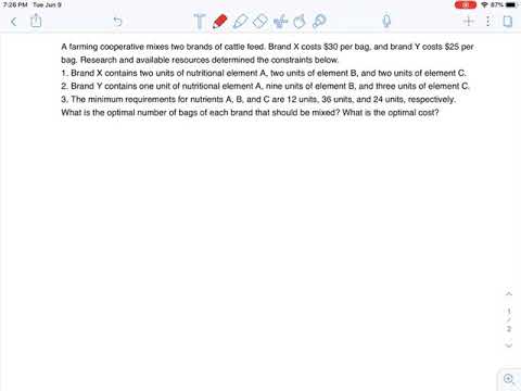 Linear Programming-Standard Min-Application Set Up