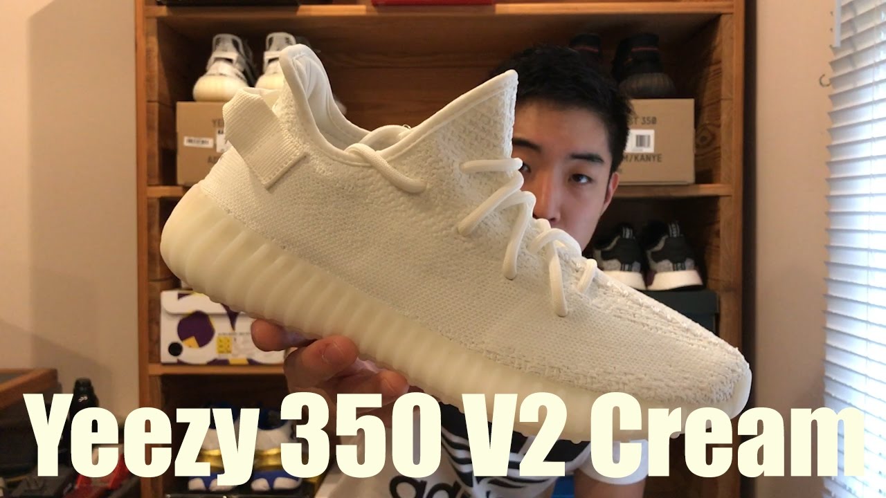 cream yeezy on feet