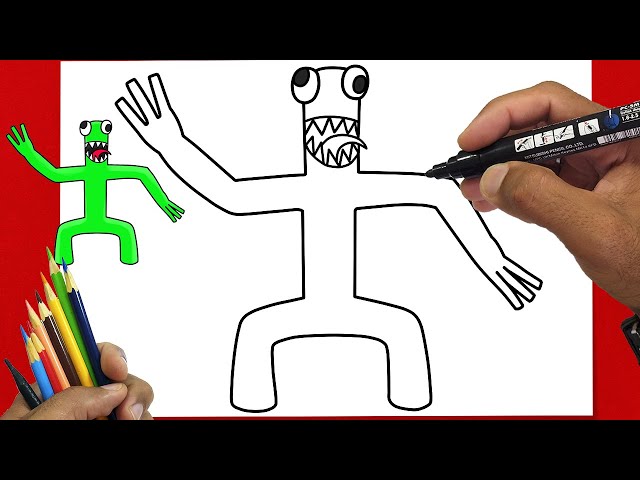 HOW TO DRAW GREEN from ROBLOX RAINBOW FRIENDS  como dibujar a green de roblox  rainbow friends 