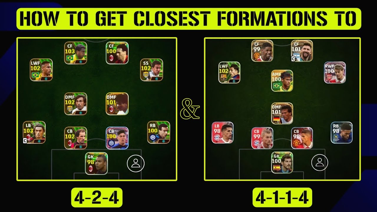 How To Get 4-2-4 & 4114 Closest Formations eFootball 2024 Mobile || Unique Formations eFootball 2024