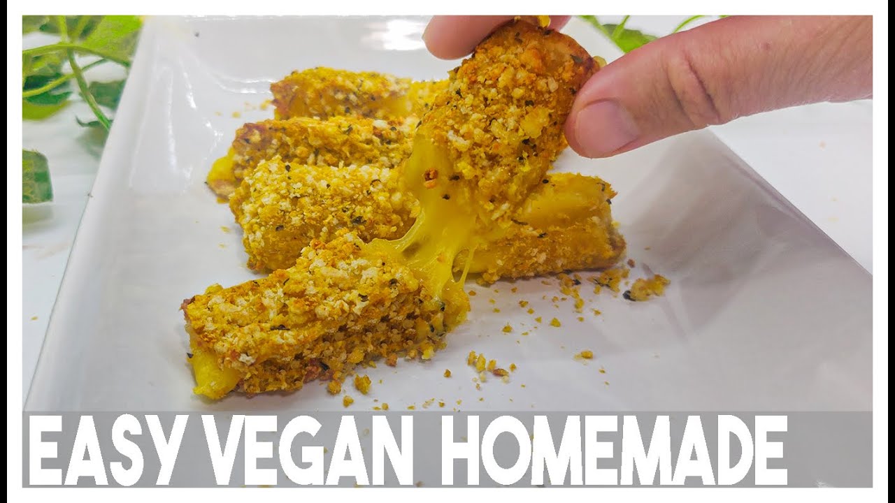 Easy Vegan Mozzarella Sticks (gluten, oil, soy, and dairy free cheese