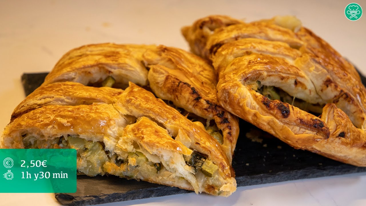 TRENZA de HOJALDRE rellena de CALABACÍN y QUESO DE CABRA