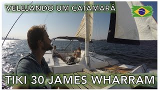 Video thumbnail of "Velejando o Tiki Rio 30 pés Catamarã James Wharram Design, inspirado na canoa polinésia."