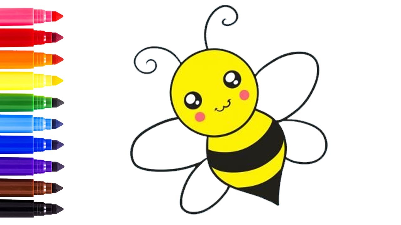 How to Draw a Honey Bee🐝| Honey Bee Drawing | Cute Honey Bee Drawing With Colour  