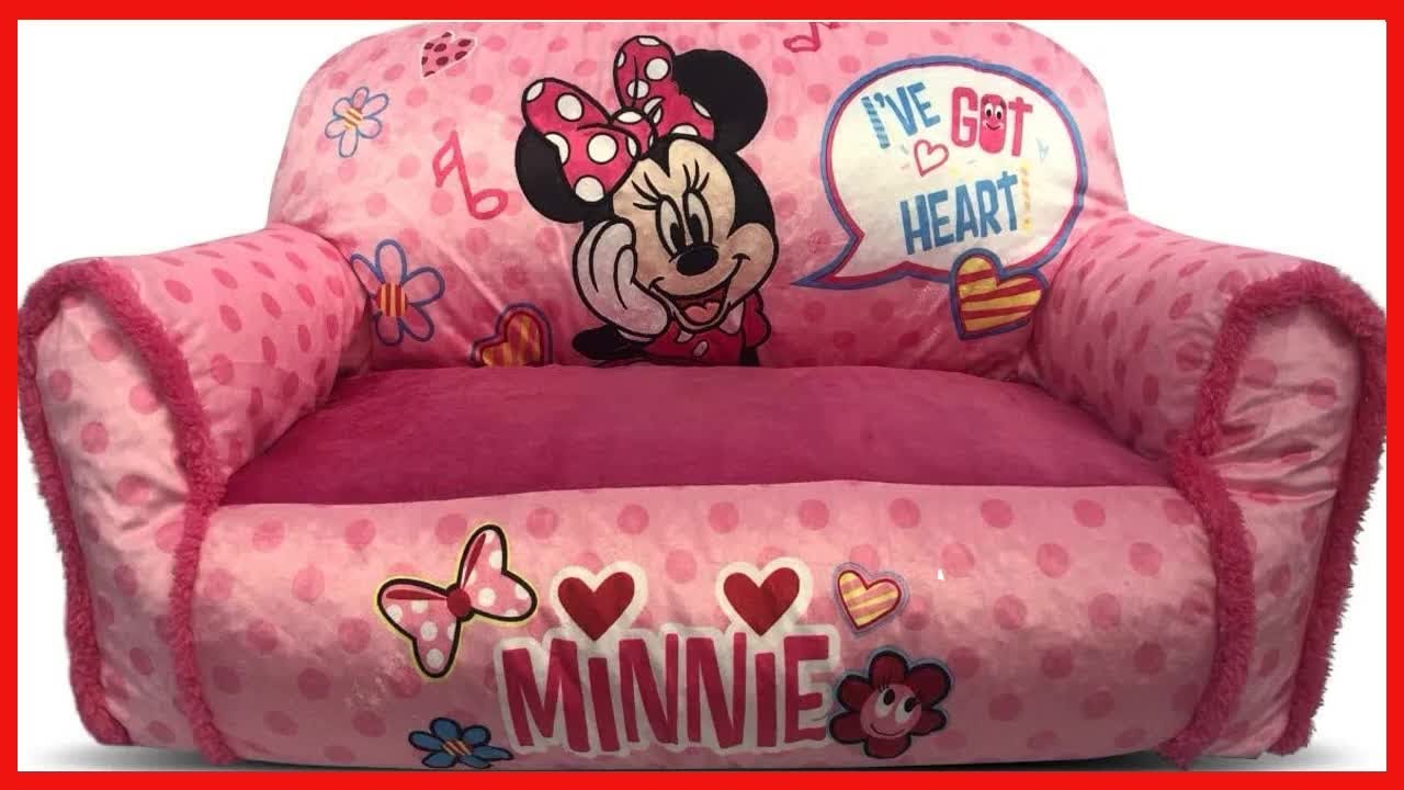 Disney Minnie Mouse Toddler Double Bean Bag Sofa Chair with Sherpa Trim , Pink