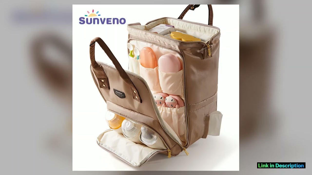 Sunveno Diaper Backpack Bag Mommy Large Capacity Bag Multifunction Waterproof Outdoor Travel