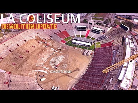 The destruction of USC's LA Coliseum | Demolition Aerial Update Feb '19