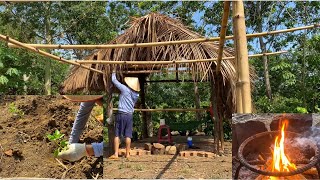 7 Days Of Making Luffa Trellis, Growing Vegetables And Cooking With Wild Eggplant